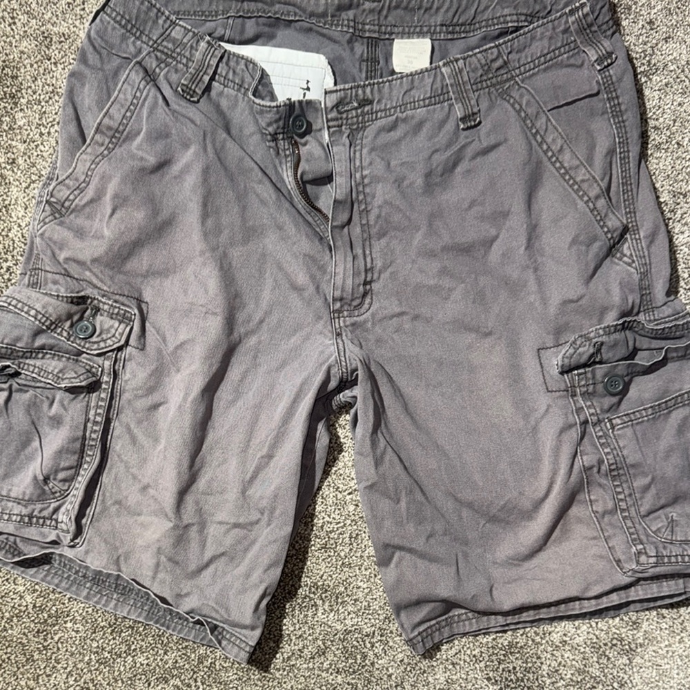 Gray Cargo Shorts with Knee-Length Design